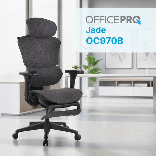 Кресло офисное OfficePro Jade OC970B Fabric эргономичное Black - изображение 7