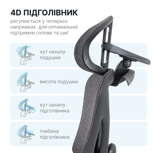 Кресло офисное OfficePro Jade OC970B Fabric эргономичное Black - изображение 11