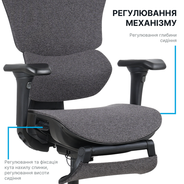Кресло офисное OfficePro Jade OC970B Fabric эргономичное Black - изображение 12