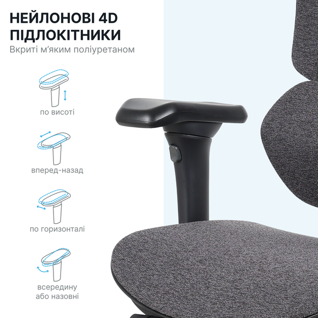 Кресло офисное OfficePro Jade OC970B Fabric эргономичное Black - изображение 15