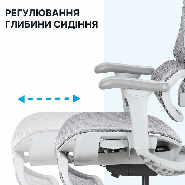 Крісло офісне OfficePro Onix OC975G Mesh  ергономічне Gray - зображення 10