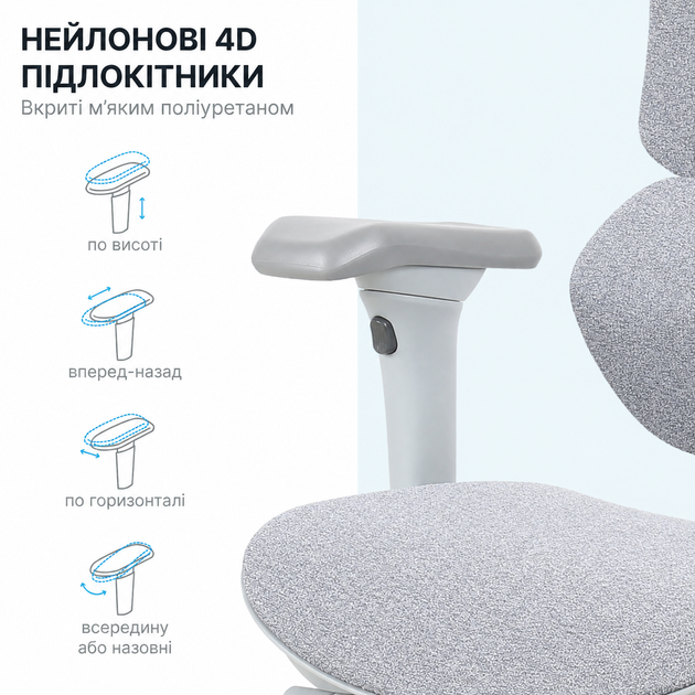 Кресло офисное OfficePro Jade OC970G Fabric эргономичное Gray - изображение 16