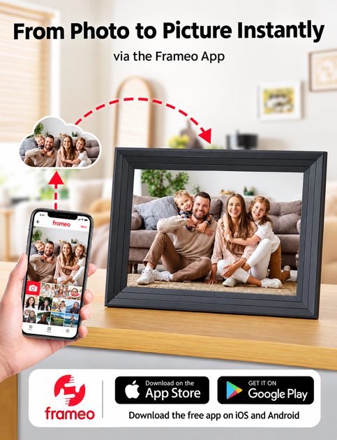 Цифровая фоторамка Luakug Frameo 10,1" Wi-Fi 32 ГБ IPS 1280×800 для фото и видео, сенсорный экран, автоповорот - Фото 3 Цифровая фоторамка Luakug Frameo 10,1" Wi-Fi 32 ГБ IPS 1280×800 для фото и видео, сенсорный экран, автоповорот - изображение 3