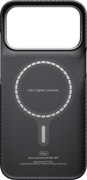 Чохол для смартфона Apple iPhone 18 Pro Max/17 Pro Max Pitaka Edge Case MagSafe Black-Grey (KI1801PM) - зображення 2