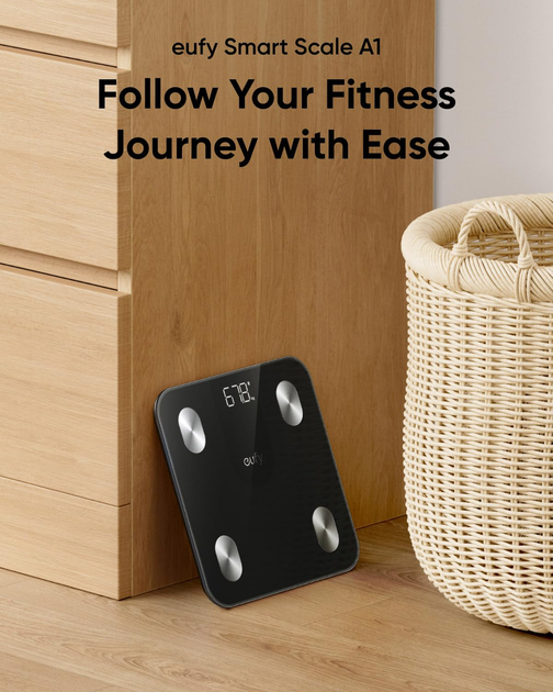 Умные весы eufy Smart Scale A1 Bluetooth, 12 показателей тела, жир, мышцы, кости, кг/фунты, черные - изображение 3