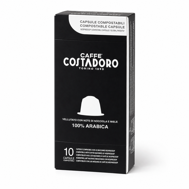 Кофе в капсулах Nespresso Caffe Costadoro RespecTo 100% Arabica compostable — 10 капсул, для кофемашин Nespresso - Фото 1 Кофе в капсулах Nespresso Caffe Costadoro RespecTo 100% Arabica compostable — 10 капсул, для кофемашин Nespresso - изображение 1