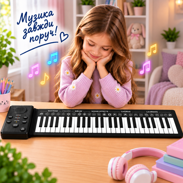 Гибкий рулонный синтезатор-пианино Hand Roll Piano на 49 клавиш с функцией записи и USB-питанием - изображение 2