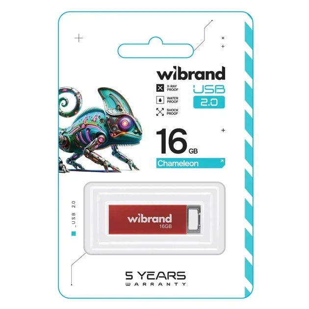 Флеш-накопитель Wibrand Chameleon 16 ГБ USB 2.0 Красный (WI2.0/CH16U6R) - изображение 2