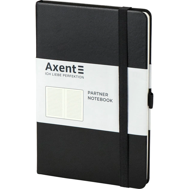 Блокнот AXENT 125*195мм 96арк. Partner чорний, на гумці, крем. папір (лінія) /8308-01-A/ - Фото 2 Блокнот AXENT 125*195мм 96арк. Partner чорний, на гумці, крем. папір (лінія) /8308-01-A/ - изображение 2