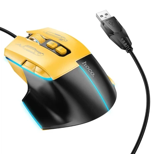 Миша Hoco GM31 "Overlord", Black/Yellow, USB, оптична, 1200-3600 dpi, LED підсвічування, 7 кнопок, 1.5 м - Фото 1 Миша Hoco GM31 "Overlord", Black/Yellow, USB, оптична, 1200-3600 dpi, LED підсвічування, 7 кнопок, 1.5 м - изображение 1