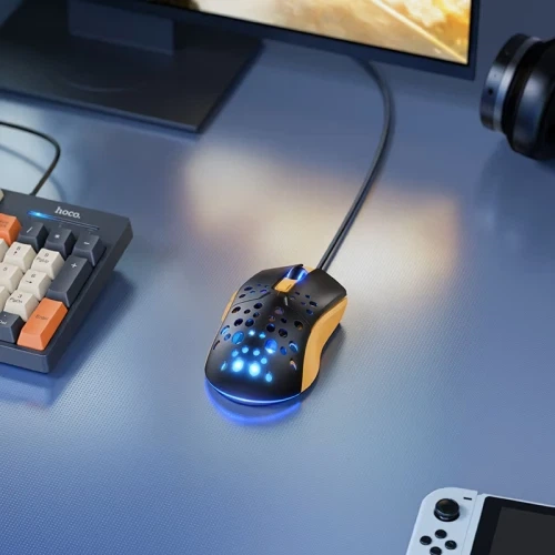 Миша Hoco GM51 "Sky", Black/Yellow, USB, оптична, 1200-3600 dpi, LED підсвічування (7 режимів), 6 кнопок, 1.5 м - Фото 5 Миша Hoco GM51 "Sky", Black/Yellow, USB, оптична, 1200-3600 dpi, LED підсвічування (7 режимів), 6 кнопок, 1.5 м - изображение 5