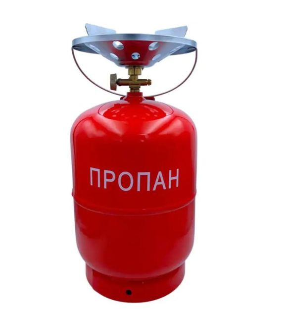 Туристичний газовий балон 12 л з пальником газова плита 3200 Вт витрата газу 145 г/год балон з конфоркою плавним регулюванням полум’я краном перехідником ручкою для кемпінгу дачі червоний - зображення 5