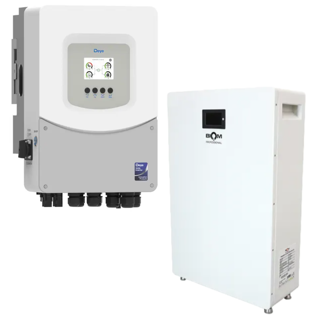 Комплект автономного енергопостачання Deye 6 кВт SUN-6K-SG06LP1-EU-BM2 + Biom Professional BALFP-512200-V1 10.24 кВт·год - зображення 2