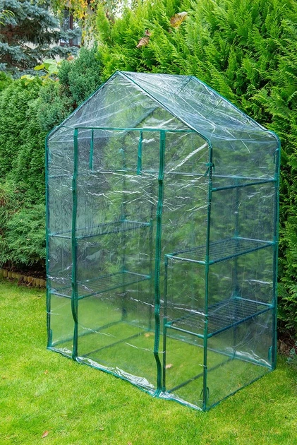 Складной парник Neo Tools 195x143x73 см с 4 полками, ПВХ пленка, зеленый цвет - изображение 7