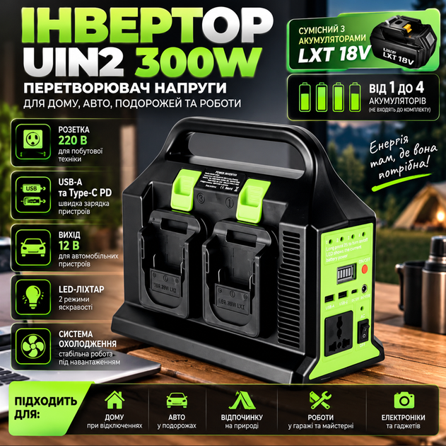 Інвертор будинку UIN2 300W для акумуляторів LXT 12 220 - зображення 2