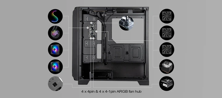 Корпус SilverStone Fara FA312Z-BG без БП, 2xUSB3.0, 2x140мм, ARGB VGA 365мм, LCS ready, TG боковая панель, mATX, черный. - изображение 4
