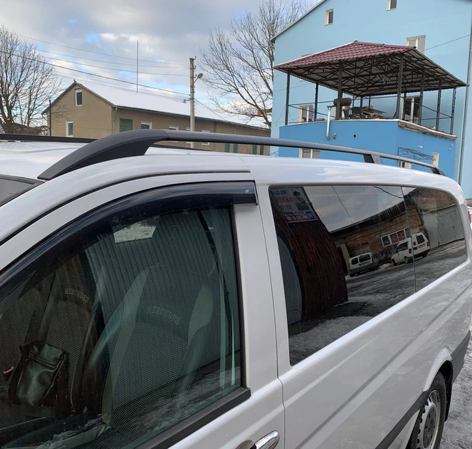 Рейлинги черные Elite пластиковые ножки короткая база SHORT для Mercedes Vito W639 2004-2015 гг - изображение 8