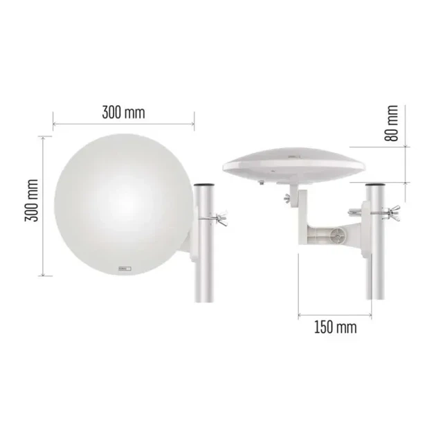 Антенна наружная EMOS J0803 универсальная, V900, DVB-T2, FM, DAB, 0-80 км, 360°, фильтр LTE/4G/5G - изображение 2