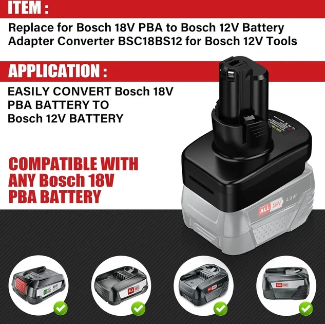 Адаптер аккумулятора Bosch 18V 12V (BSC18BS12) - Фото 6 Адаптер аккумулятора Bosch 18V 12V (BSC18BS12) - изображение 6