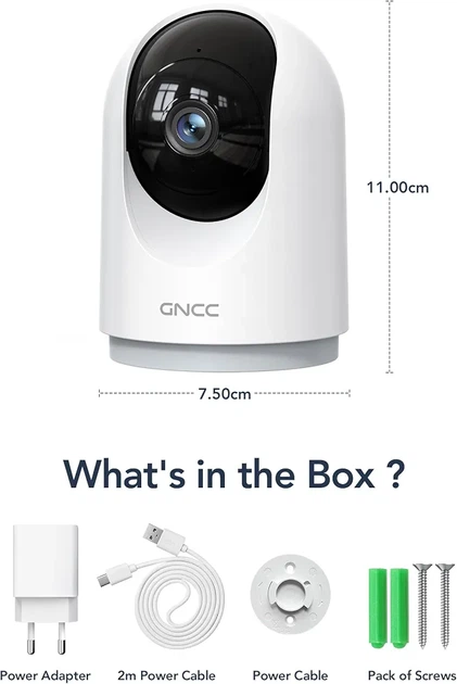 Камера GNCC 2K 3MP Wi-Fi 360° для відеоспостереження, нічне бачення, рух, звук, двосторонній зв'язок - зображення 6