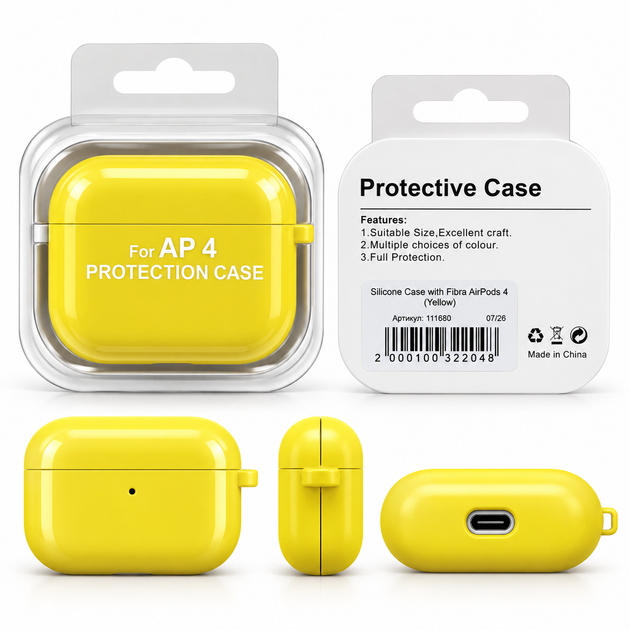 Силіконовий чохол для AirPods 4 з мікрофіброю та карабіном - Фото 1 Силіконовий чохол для AirPods 4 з мікрофіброю та карабіном - изображение 1