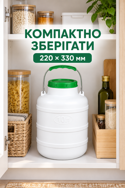 Емкость для запаса воды 10 л пищевая с крышкой и ручкой, горловина 104 мм - изображение 6