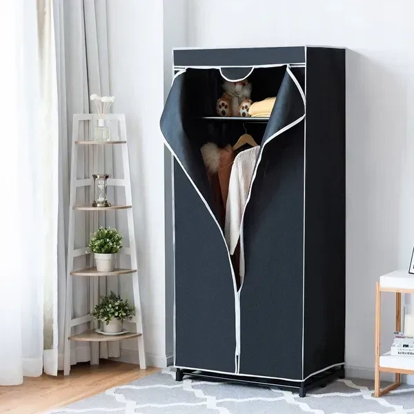 Складной тканевый шкаф для одежды, 74×50×172 см, чёрный - Фото 8 Складной тканевый шкаф для одежды, 74×50×172 см, чёрный - изображение 8