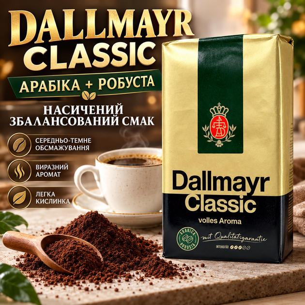 Кофе молотый 515 г арабика робуста средне-темной обжарки Dallmayr Classic натуральный купаж вакуумная упаковка для чашки френч-пресса капельной кофеварки - Фото 1 Кофе молотый 515 г арабика робуста средне-темной обжарки Dallmayr Classic натуральный купаж вакуумная упаковка для чашки френч-пресса капельной кофеварки - изображение 1
