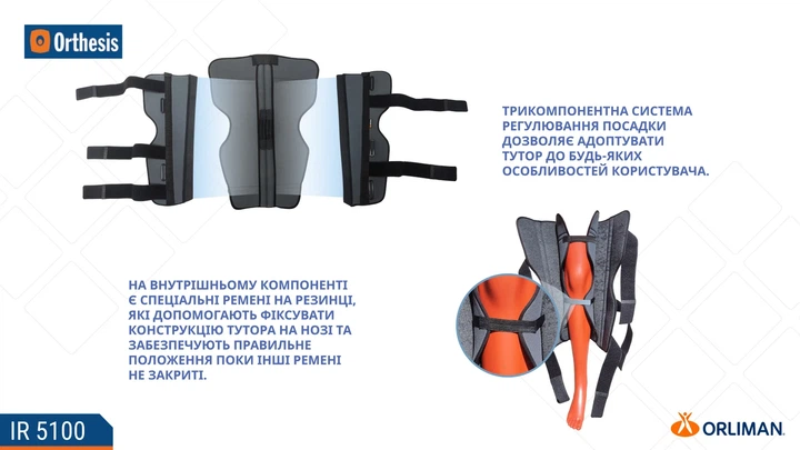 Тутор коленного сустава жесткий разъемный Orliman IR-5100 - Фото 9 Тутор коленного сустава жесткий разъемный Orliman IR-5100 - изображение 9