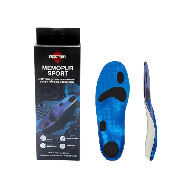 Ортопедическая стелька каркасная амортизирующая Spannrit Memopur Sport Размер 41 синяя - Фото 1 Ортопедическая стелька каркасная амортизирующая Spannrit Memopur Sport Размер 41 синяя - изображение 1