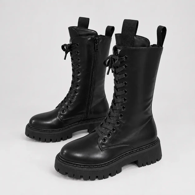 Черевики жіночі утеплені Urban Trek Black з екошкіри на масивній підошві Чорні - Фото 3 Черевики жіночі утеплені Urban Trek Black з екошкіри на масивній підошві Чорні - зображення 3