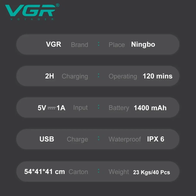 Электробритва VGR V-362 сеточная USB-Type C 1400 mAh - изображение 4