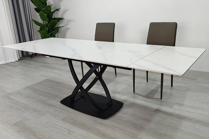Стол HILDA CERAMIC раскладной 160(240)х90 см керамика белый мат/черный - изображение 4