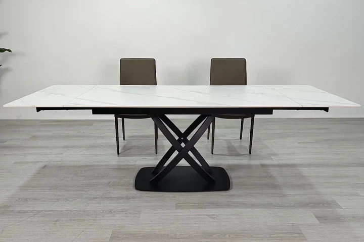 Стол HILDA CERAMIC раскладной 160(240)х90 см керамика белый мат/черный - изображение 6