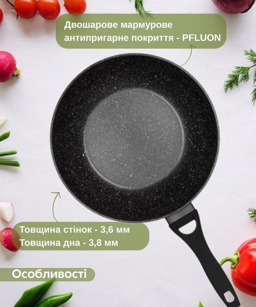 Сковорода ВОК ARDESTO Gemini Anzio, 28 см, алюмінієва, чорного кольору. - зображення 3