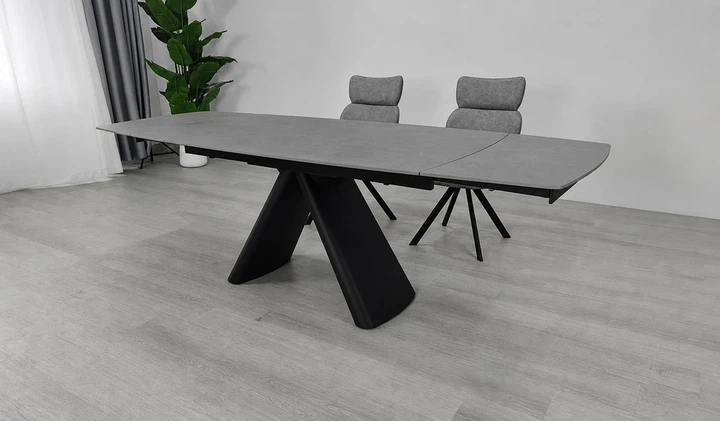 Стол GREYSON Ceramic раскладной 160(240)х90 см керамика серый мат черный металл - Фото 8 Стол GREYSON Ceramic раскладной 160(240)х90 см керамика серый мат черный металл - изображение 8
