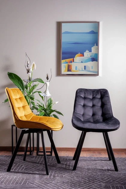 Стул MONTI VELVET вращающийся 180° металл черный 51х60х88 см велюр черный - изображение 5