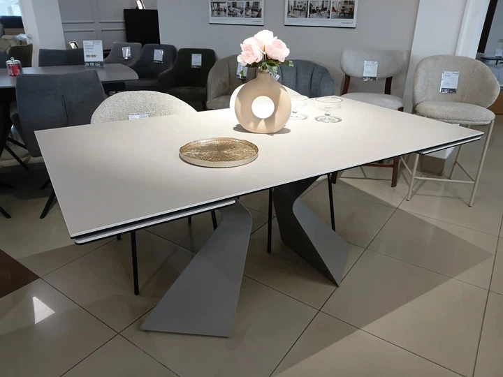 Стол раскладной LAURA CERAMIC 160(240)x90 см закаленное стекло + керамика бежевый матовый - изображение 7
