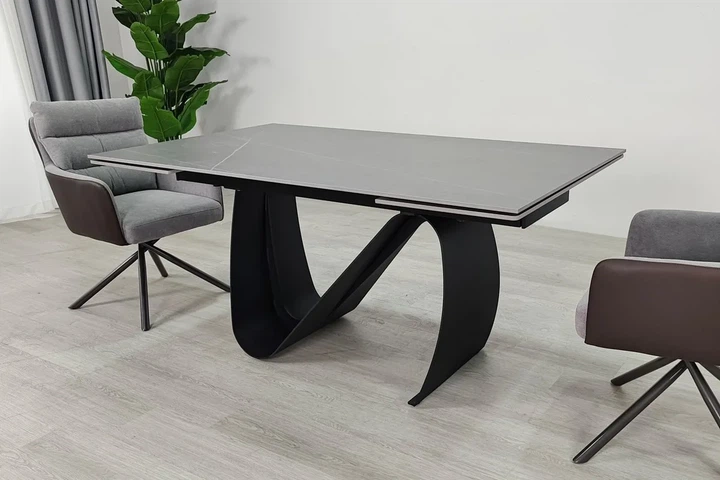 Стол JULIAN CERAMIC раскладной 160(240)х90 см керамика серый мат/черный - изображение 5