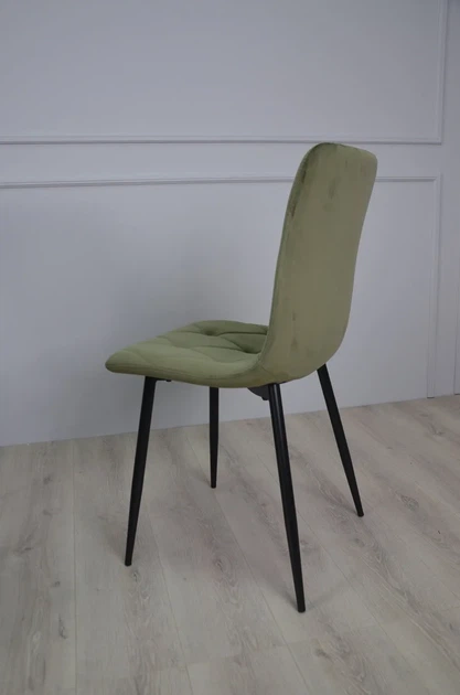 Стілець ProDobro оксамитовий 44х53 см чорний каркас оливковий - Фото 7 Стілець ProDobro оксамитовий 44х53 см чорний каркас оливковий - зображення 7