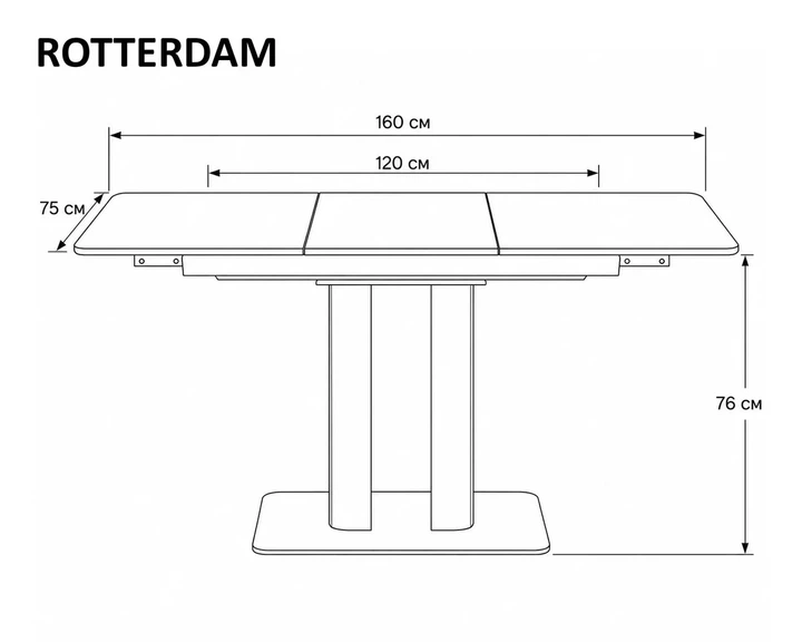 Стол раскладной ProDobro ROTTERDAM CERAMIC 120(160)х75 см, керамика, белый глянец/кашемир - Фото 10 Стол раскладной ProDobro ROTTERDAM CERAMIC 120(160)х75 см, керамика, белый глянец/кашемир - изображение 10