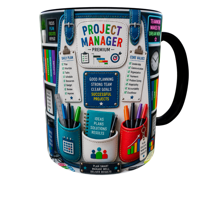 Кружка (чашка) з принтом PROJECT MANAGER | подарунок менеджеру проєктів | Professional Organizer Collection | керамічна 330 мл | чорна ручка - зображення 6