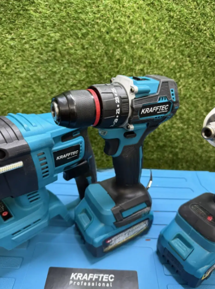 Аккумуляторный набор инструмента в кейсе 5в1 Krafftec 48V/8Ah Гайковерт Шуруповерт Перфоратор Угловая шлифмашина Циркулярная пила - изображение 8