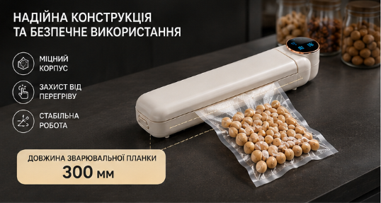 Вакуумний пакувальник LS-801 Vacuum Sealer 90 Вт з сенсорним дисплеєм, вакууматор для продуктів 60 кПа, пакет 300 мм - изображение 2