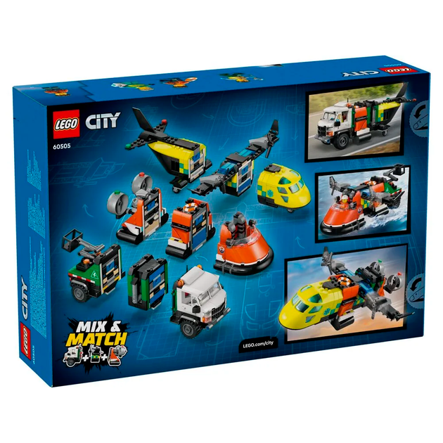 Конструктор LEGO City Ремикс самолёта, сервисного грузовика и судна на воздушной подушке 990 деталей (60505) - изображение 2