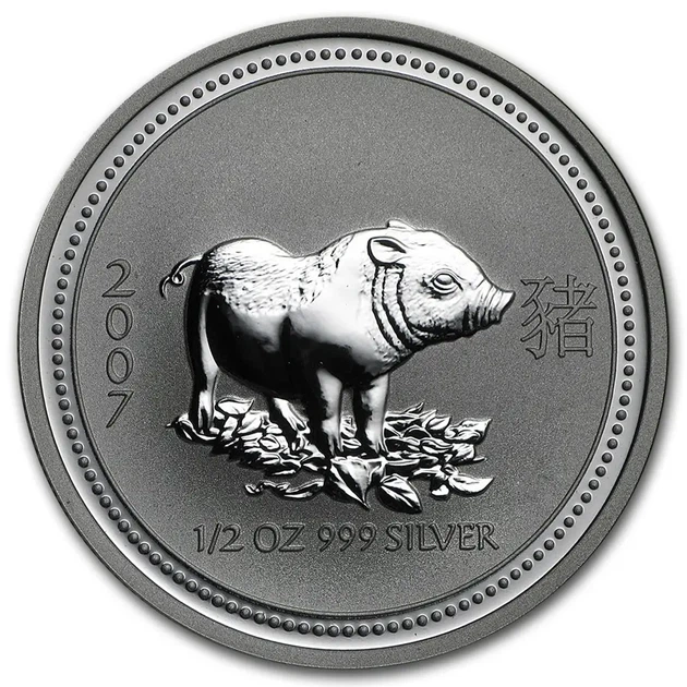 Колекційна срібна монета “Lunar I - Рік Свині” 15,55 г 2007 рік - Фото 1 Колекційна срібна монета “Lunar I - Рік Свині” 15,55 г 2007 рік - зображення 1