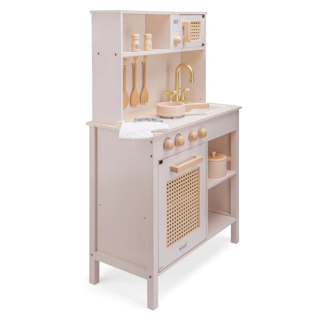 Дерев'яна ігрова міні-кухня New Classic Toys, ротанг, рожева - зображення 5