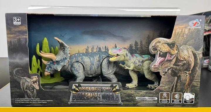 Набор динозавров Трицератопс и Тираннозавр со звуком, Dino Toys - изображение 2