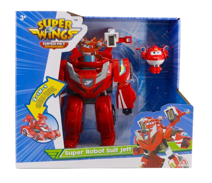 Игровой набор трансформер Super Wings Super Robot Suit Джетт 18 см ударопрочный пластик - изображение 3
