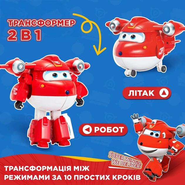 Игровая фигурка-трансформер Super Wings Джетт робот/самолет ударостойкий пластик 12,5 см - изображение 4